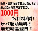 30分以内の文字起こし一律1000円で請け負います 業界最安値1分35円〜！！！！ イメージ1