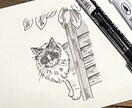 ペットの猫を白黒ペン画でポストカードに描きます アナログのペン画で味のある一枚を〜郵送のみ対応〜 イメージ3