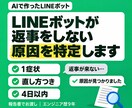 AI製LINEボットが動かない原因を特定します 返信しない・急に止まった・2回届く、を原因から報告します イメージ1