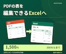 PDFの表を編集できるExcelに整えます 商品表や一覧表を、追記・並べ替えしやすい形に イメージ1