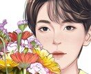 透明感のある韓国風リアルタッチ似顔絵描きます SNS映えする✨大人おしゃれな人物イラスト制作します イメージ1