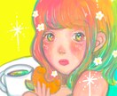 厚塗りでお洒落な雰囲気の似顔絵描きます おしゃれで可愛い似顔絵、イラスト。アイコンやサムネにどうぞ。 イメージ9