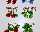 ビーズ手芸のアクセサリーを販売します ブローチ2つとイヤリング4つです。 イメージ1