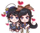 かわいいデフォルメペアアイコンつくります コテキャ・夢絵・カップルアイコンにどうぞ♡ イメージ1