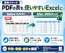 PDFををExcelの表に変換・整理します 料金表や明細を集計できるデータへ！ イメージ2