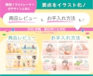 御社商品の取説・レビュー等を挿絵付でデザインします 商品レビューや取説の要点をイラスト化♪視覚に訴え、読み易く！ イメージ2