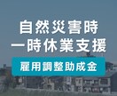 地震・津波など自然災害時の一時休業をサポートします 社労士による【雇用調整助成金】申請代行サービス！ イメージ1
