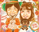 先着5組様まで2名様4000円★結婚式の似顔絵ます 賑やかでポップな似顔絵でハッピーな新婚生活を彩ります♪ イメージ3