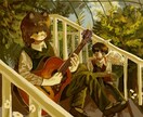 背景ありの、キャラクター一枚絵を描きます 厚塗り風で暖色のイラストを描きます イメージ1
