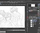 人物イラスト線画代行します 商業webtoon線画担当が描き起こし！レイヤー別け対応！ イメージ1
