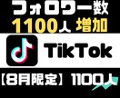 TikTok【フォロワー】1100人増やします 8月限定！＋100人！ 1100人から上限無しで受付中！ イメージ1