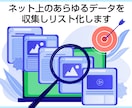 ネット上のデータを収集整理し、リスト化します 納品形式も柔軟に対応します。必要な情報をまとめてリスト化！ イメージ1