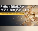Python自動化スクリプト 開発納品します ファイル処理・Excel/PDF加工・API連携 イメージ1