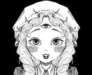 モノクロでペン画風少女イラスト描きます 少しダークで可愛い少女のイラストを描きます イメージ2