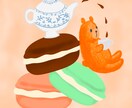 あなただけの特別ご褒美イラスト作成します 動物と大好きなスイーツのゆるかわデジタルイラストをお届け⭐︎ イメージ1