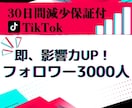 TikTokのフォロワー3000人増やします リアルな拡散力でフォロワー急増！視聴者を惹きつける！ イメージ2