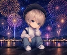 格安！オリジナルちびキャラ作成します ステッカー風も作成可能！性別・背景・ペアなどなんでもOK イメージ3