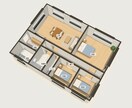 間取り図から家具付きの3D間取りを作りますます 上から見た3Dと、部屋の中からの眺めをお届けします イメージ1