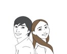 シンプルテイストな似顔絵を作成いたします 頂いたお写真からモノトーンベースのイラストを作成します イメージ2