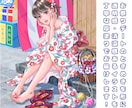 夏の主役を飾る特別な浴衣姿のイラストを描きます 息を呑む美しさ、重厚な色使いで貴方だけの一枚絵をお描きします イメージ3