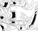 魚専門！僕だけのユニークな魚たちのイラスト描きます 個性豊かな魚たちを架空の魚たちをテーマに1匹も形が被らない！ イメージ3