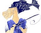 書籍・サイト等のお洒落でアンニュイな挿絵描きます 味のある線画と絵の具タッチの塗りで人物の挿絵を描きます イメージ2