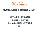 HOME'S掲載不動産会社リストを即納します 22,689件｜営業リスト（電話・FAX・HP情報含む） イメージ2