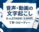 爆速納品 音声や動画を丁寧に文字起こしします 文字起こし・テープ起こしを爆速&丁寧に対応します！ イメージ1