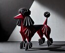 AIで作った折り紙風の犬アイコンをお届けします 静かに輝く、黒いトイプードルの存在感 イメージ1