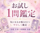 お試し1問鑑定いたします 恋愛・仕事・人間関係・金運・今後の流れなど、幅広いお悩み イメージ1