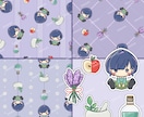 キャラ絵とモチーフのパターンイラストをお作りします グッズや作品の背景、バナーなど多岐にご利用いただけます！ イメージ8