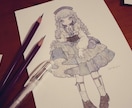 かわいい女の子のアナログイラストをお描きます 一枚だけの原画をご依頼者様の好きな素材と合わせてお描きします イメージ3