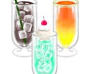 水彩の透き通る雰囲気でメニュー表描きます カフェ等のドリンクやフードメニューを水彩をメインに描きます イメージ3