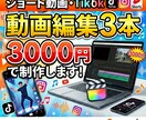 ショート動画3本【3000円】まとめて編集します TikTok・ショート動画対応！｜修正無制限で仕上げます！ イメージ1