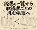 経費一覧から申請者別の月次帳票を作ります 月末の経費を、人ごとの明細と科目別合計に整理 イメージ1