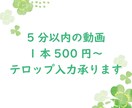 ５分以内の動画の文字入れ承ります １動画５００円×３本１５００円にて承ります。 イメージ1