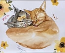 透明水彩を使用。可愛い猫の似顔絵を手描きで描きます ペット／猫／プレゼント／アート（※ワンコは別出品です） イメージ6
