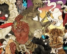 妖怪、龍、鬼、鳳凰、迫力ある和風イラストを描きます 日本画 御朱印 ラベル 浮世絵 鬼 グッズ 看板　ジャケット イメージ2
