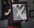一点もの手描き額装済みアートを創作いたします 細いサインペンを使用した精密画を得意としております！ イメージ1