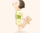 子どもの写真から絵本風イラストに仕上げます 育児の思い出を1枚にやさしいタッチの後ろ姿・横顔イラスト イメージ3