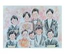 手描きの温かい似顔絵を水彩でお描きします 還暦祝いや米寿祝い、ウェディングにおすすめです(A4サイズ) イメージ1