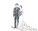 ウェルカムボードや記念日に線画イラスト描きます オシャレな可愛い線画調のイラストです★別料金で人数やペット可 イメージ6