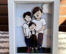 似顔絵イラストを立体シャドーボックスでお届けします 家族写真風イラスト（全身）をプレゼントしませんか？ イメージ4