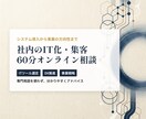 社内のIT化・集客の悩み 60分相談乗ります システム導入から事業の方向性まで。ITコンサルが壁打ち相手に イメージ1