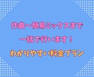 作曲+編曲+簡易ミックスまで！一括で行います ジャンルは幅広く、歌もの・BGM・SEまでご対応いたします！ イメージ1