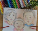 送料無料！写真を元に優しい色鉛筆似顔絵描きます 記念日に手描き似顔絵（色紙/A4/A3 )額縁付き! イメージ1