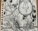 好きなものを詰め込んだ手描きイラストを描きます 少し不思議な世界観の手書きイラストを描きます。 イメージ1