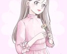 花やリボンで可愛く♡水彩風似顔絵アイコン描きます リアルすぎない、ちょっとマンガっぽい可愛い似顔絵です✨ イメージ5