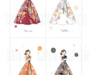結婚式のドレス色当てクイズのイラスト作成します 花柄がかわいい♡！！新婦様全身バージョン！！ イメージ4