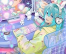 アイコンやサムネイルなど★鮮やかなイラスト描きます 個人用、VTuber向けサムネやグッズ用等様々なご用途に★ イメージ3